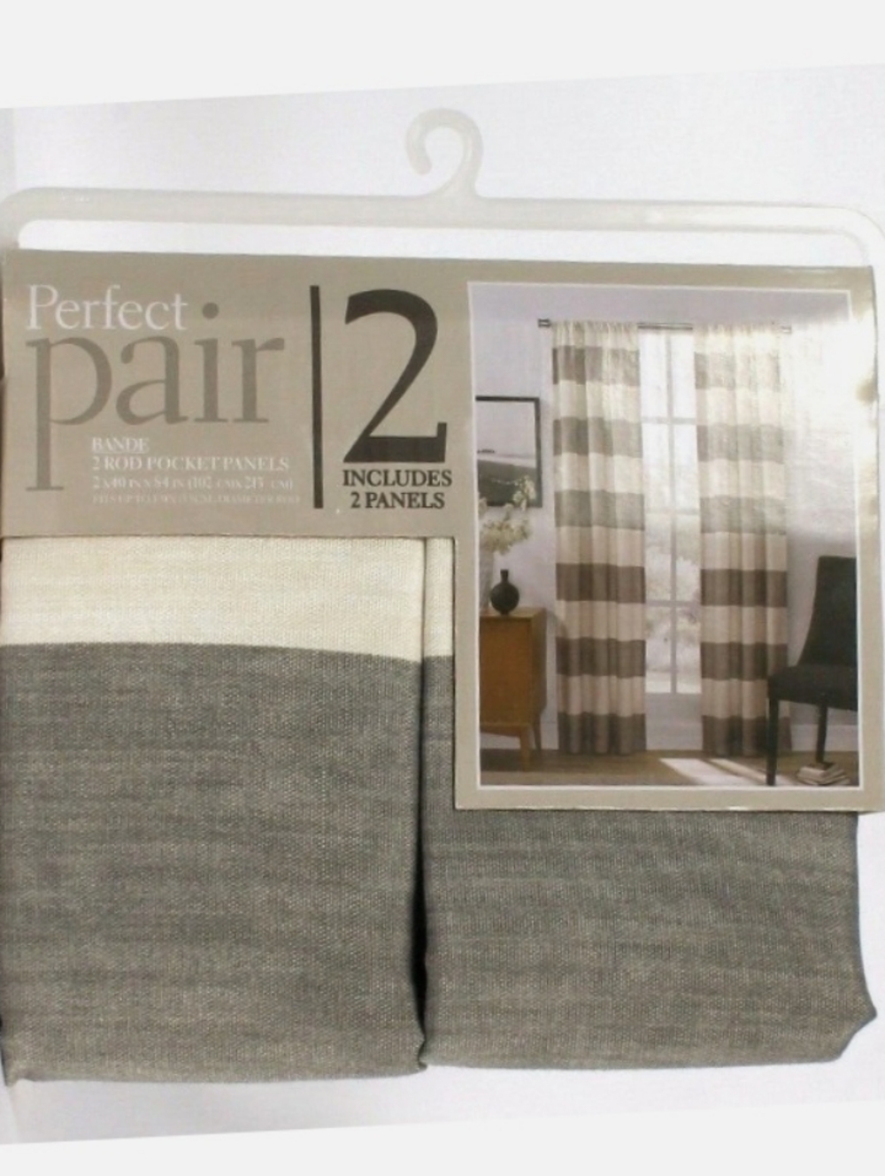 Keeco Perfect Pair Bande 40" X 84" Gray 2 Ct Rod Pocket Panels Polyester Cotton